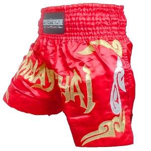 FIGHTERS - Pantaloncini Muay Thai / Rosso-Oro / XL