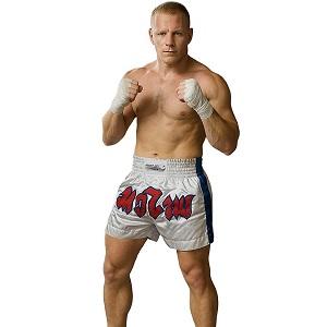 FIGHT-FIT - Muay Thai Shorts / Weiss / Large